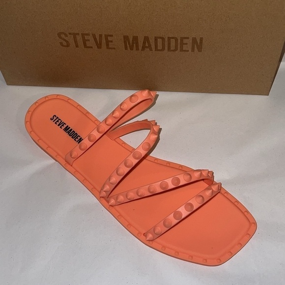 Steve‎ Madden Selina - J Orange studded slip on jelly sandals Sz 10 new - Picture 7 of 11